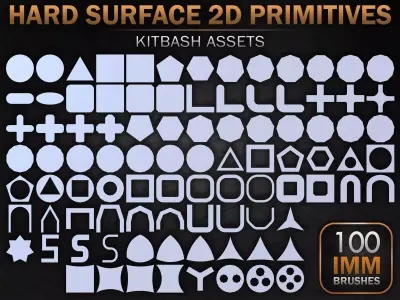 100 Hard Surface IMM 2D Primitives Low-poly 3D model