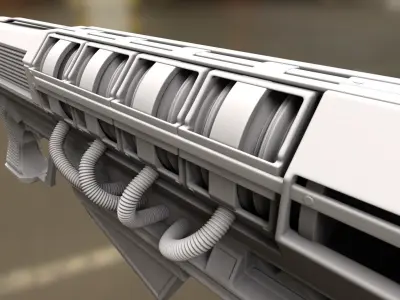 Rail Gun High Poly Version  3D model