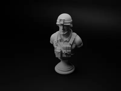 Modern Combat Soldier Bust Chess 3D print model buy