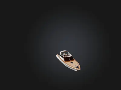 Custom Boat Model Low-poly 3D model