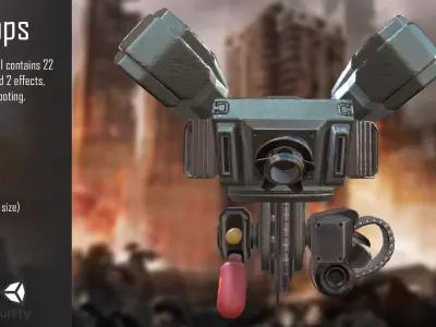 PBR Dron machine gun Low-poly 3D model