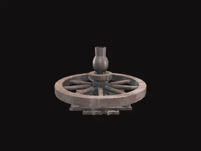 Medieval Pottery Wheel Low-poly 3D model