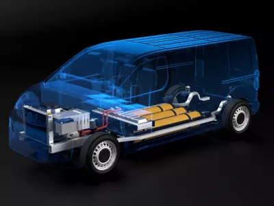 Hydrogen Fuel Cell Van Chassis X-Ray 3D model