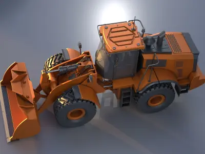 Wheel Loader Deep Orange Low-poly 3D model