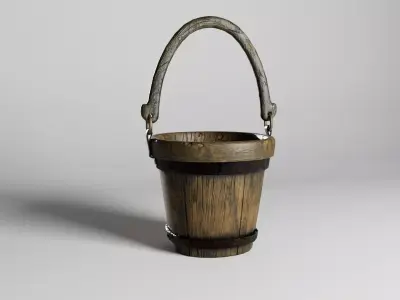 Old wooden bucket 3D model
