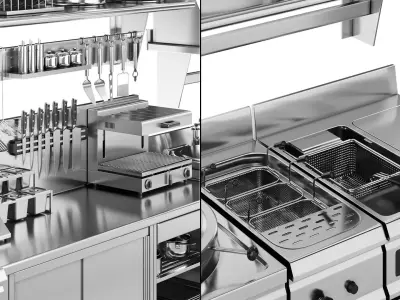 Set of equipment for cafes and restaurants 3D model