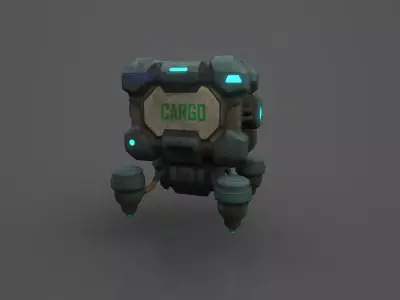 3D Cyberpunk Cargo Drone Crate  GameReady Low Poly Model Low-poly 3D model