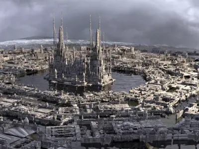 Star wars inspired City Streets with Temple 3D model