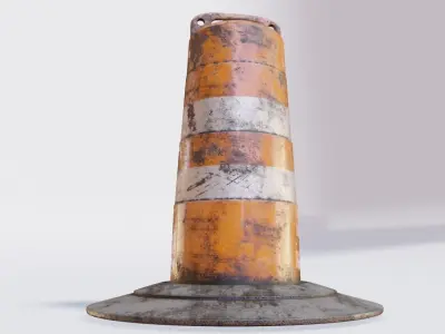dirty lowpoly traffic Barrel Barricade with pbr textures Low-poly 3D model