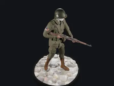 World War 2 - US Paratrooper - Rigged Low-poly 3D model purchase