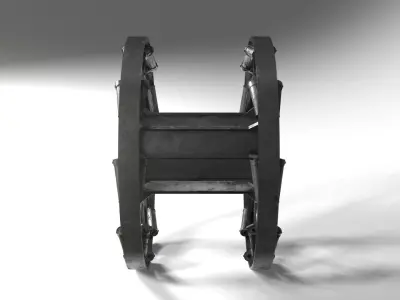 Panjandrum wheel with two wheels Low-poly 3D model