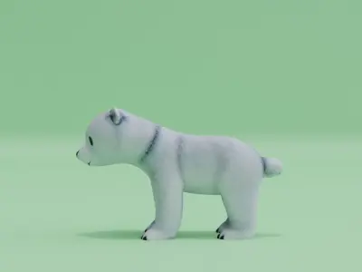 Baby Polar Bear Cute White Low-poly 3D model