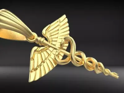 Caduceus Medical Pendant Necklace Charm Jewelry 3D print model