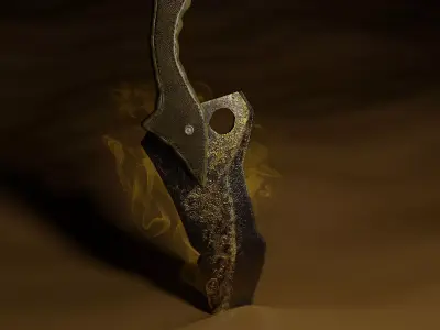 Gilded knife low-poly 3D model Low-poly 3D model