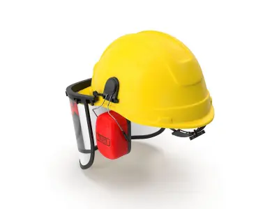 Safety Helmet with Face and Ears Cover Glass 3D model