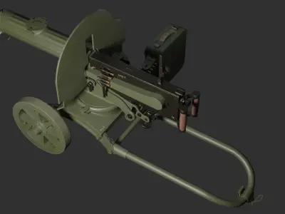 Maxim machine gun Low-poly 3D model