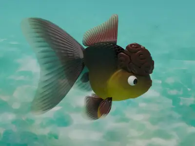 Lion head Goldfish Lowpoly 3D model Low-poly 3D model