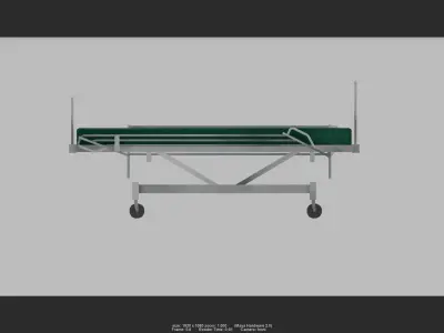 PatientBed01 hospital bed on wheels Low-poly 3D model