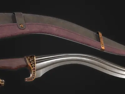 Spartan Elite Kopis Sword Lowpoly Game Ready Model Low-poly 3D model