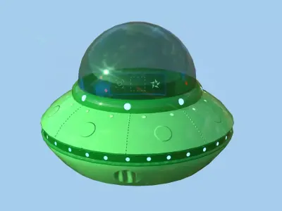 Cartoon UFO A4 - SciFi Flying Saucer - Green Low-poly 3D model