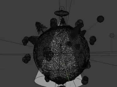  Planet Earth with UFO Low-poly 3D model