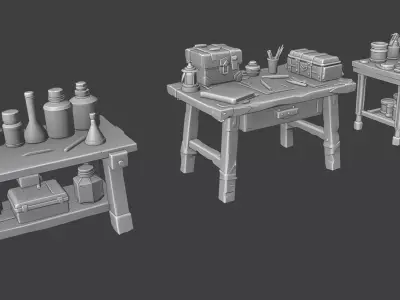 Free Workbench Tables Free low-poly 3D model