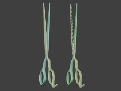 Barber scissors and thinning hair scissors 3D model