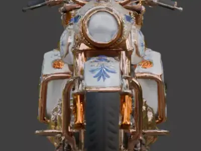 Luxury Jeweled Mexican Talavera Bagger Motorcycle Low-poly 3D model