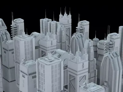 Sci-Fi building dressing kitbash PACK - 1 Low-poly 3D model