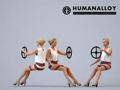 00067Maja002 - Adult Caucasian woman driving car in 3D model