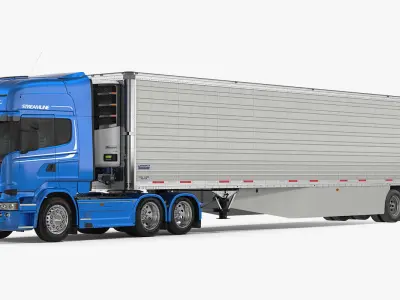Scania Truck with Liquid Natural Gas Trailer 3D model