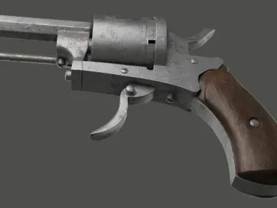 Revolver - textured - clean topology Free 3D model