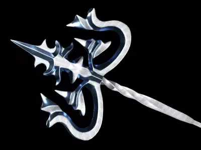 Aqua Ornate Trident Weapon Low-poly 3D model