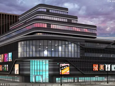  Modern Shopping Complex Night Lights On 