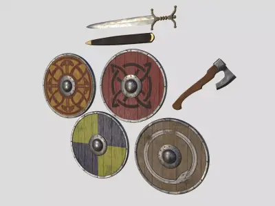  Viking Celtic weapon set Low-poly 3D model