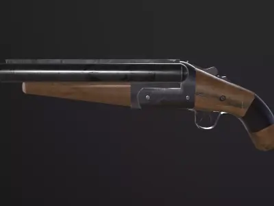 Sawed Off Shotgun Low-poly 3D model