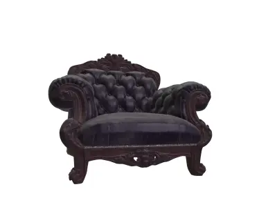 Victorian Tufted Leather Armchair Ornate Classic Furniture 3D model