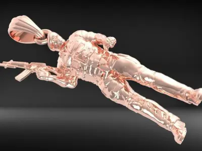 Army Soldier with Gun 3D Pendant 3D print model