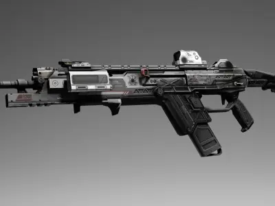 Sci-fi Assault Rifle Game Ready  - R201 Low-poly 3D model