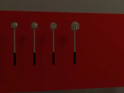 antique weapons axes chainStars Flail morningstar  3D model