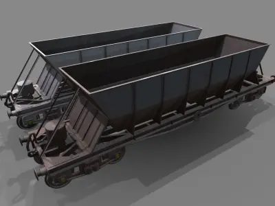 Double bogie hopper Low-poly 3D model