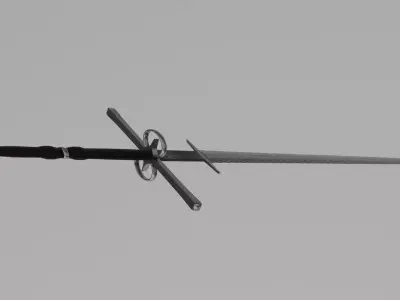 Two handed sword zweihander with PBR textures Low-poly 3D model