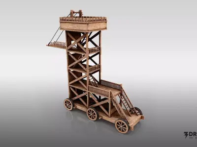 Medieval Siege Tower - Historical Siege Weapon Low-poly 3D model