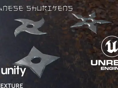 Ninja Shurikens Low-poly 3D model