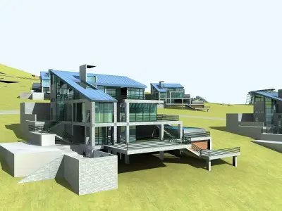 Villa modern house on hillside 3D model