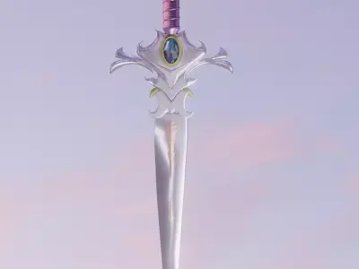 Fantasy Crystal Dagger Stylized Magical Weapon Game Ready Low-poly 3D model
