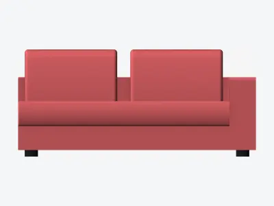 Seat - Sofa - Simplicity - Comfort - Double - One Arm Low-poly 3D model