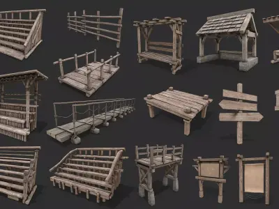 Medieval Exterior Structures Collection 3D Model Pack