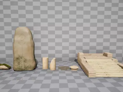 Temple Pillar Kit  Free low-poly 3D model