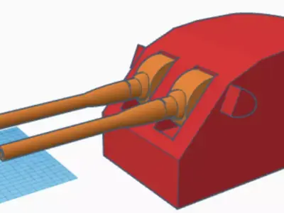 TWIN 5IN GUN TURRET Free 3D print model